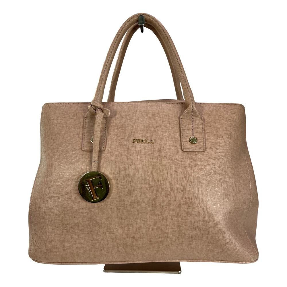 Furla Blush Pink Saffiano Leather Tote Shoulder Satchel Italy Gold Hardware Bag